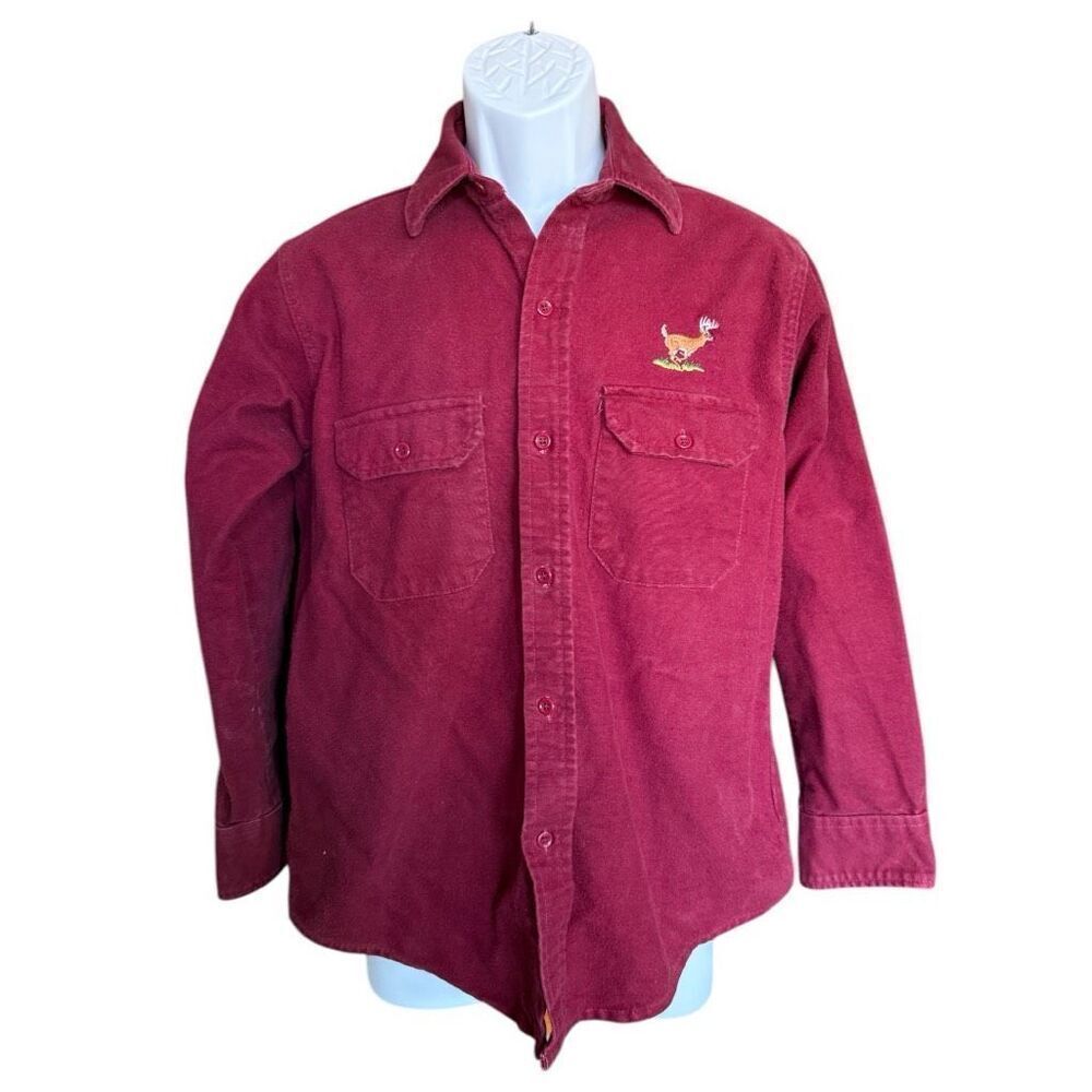 Mens Vintage Cloudcover Sportsman Guide Embroidered Deer Button Down Shirt L